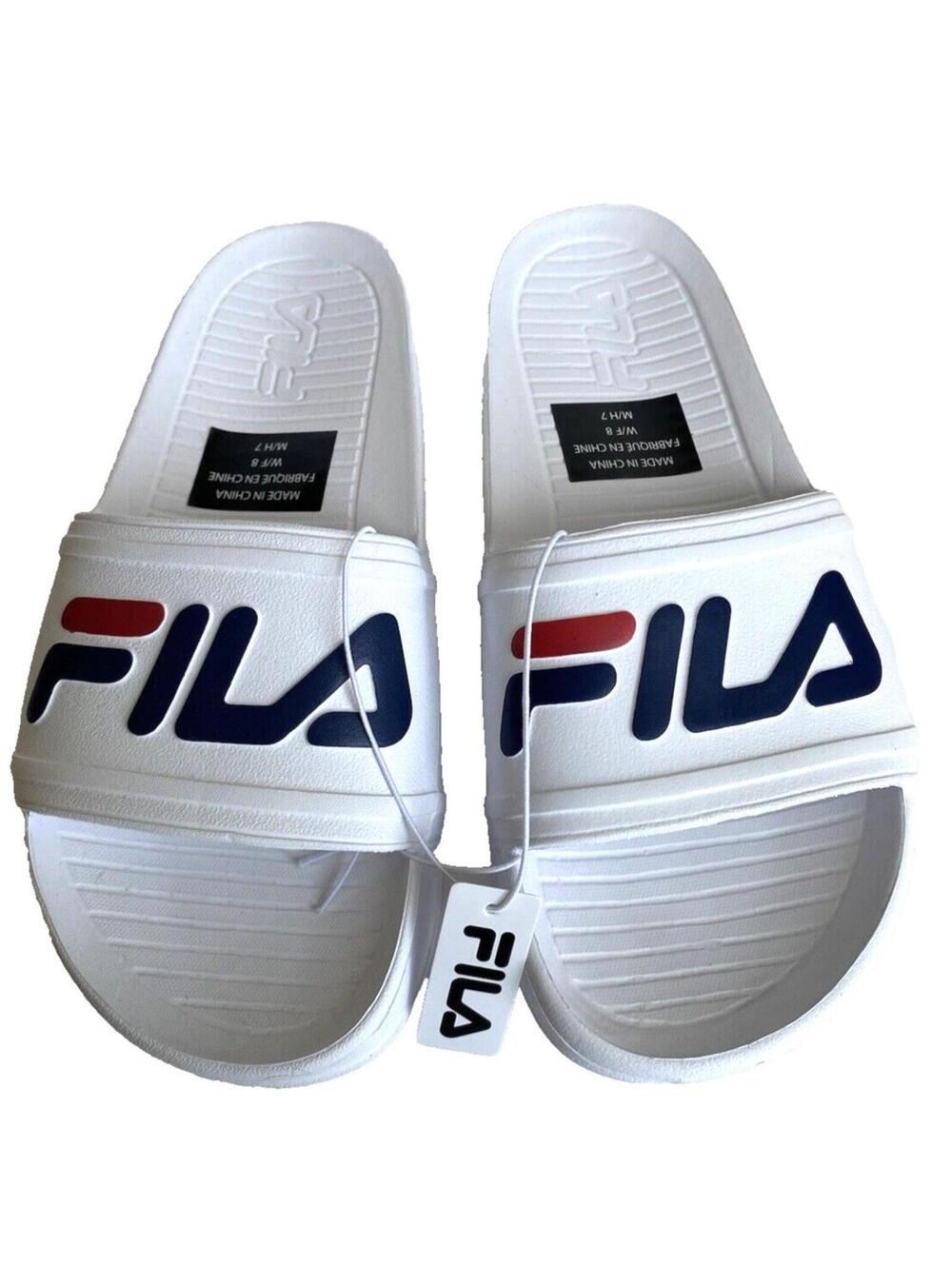 Fila Slides Unisex Size 8 Women 7 Men White Comfort Sandals Casual Footwear